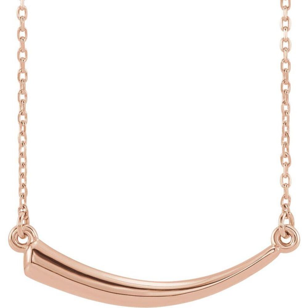 14k Rose Gold Horizontal 2D Italian Horn Necklace, 16-18 Inch